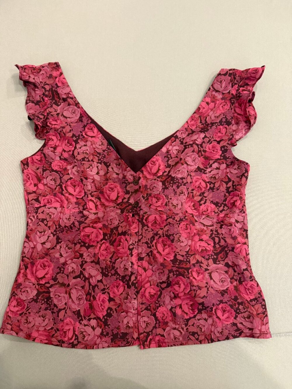 Maroon/Plum/Pink Floral Express (Junior 5/6) Flutter Top